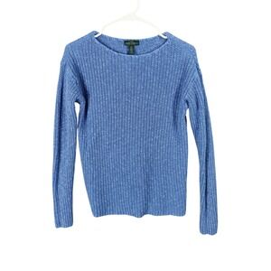 Ralph Lauren LRL Knit Sweater Crew Neck Long Sleeve Linen Cotton Womens Medium